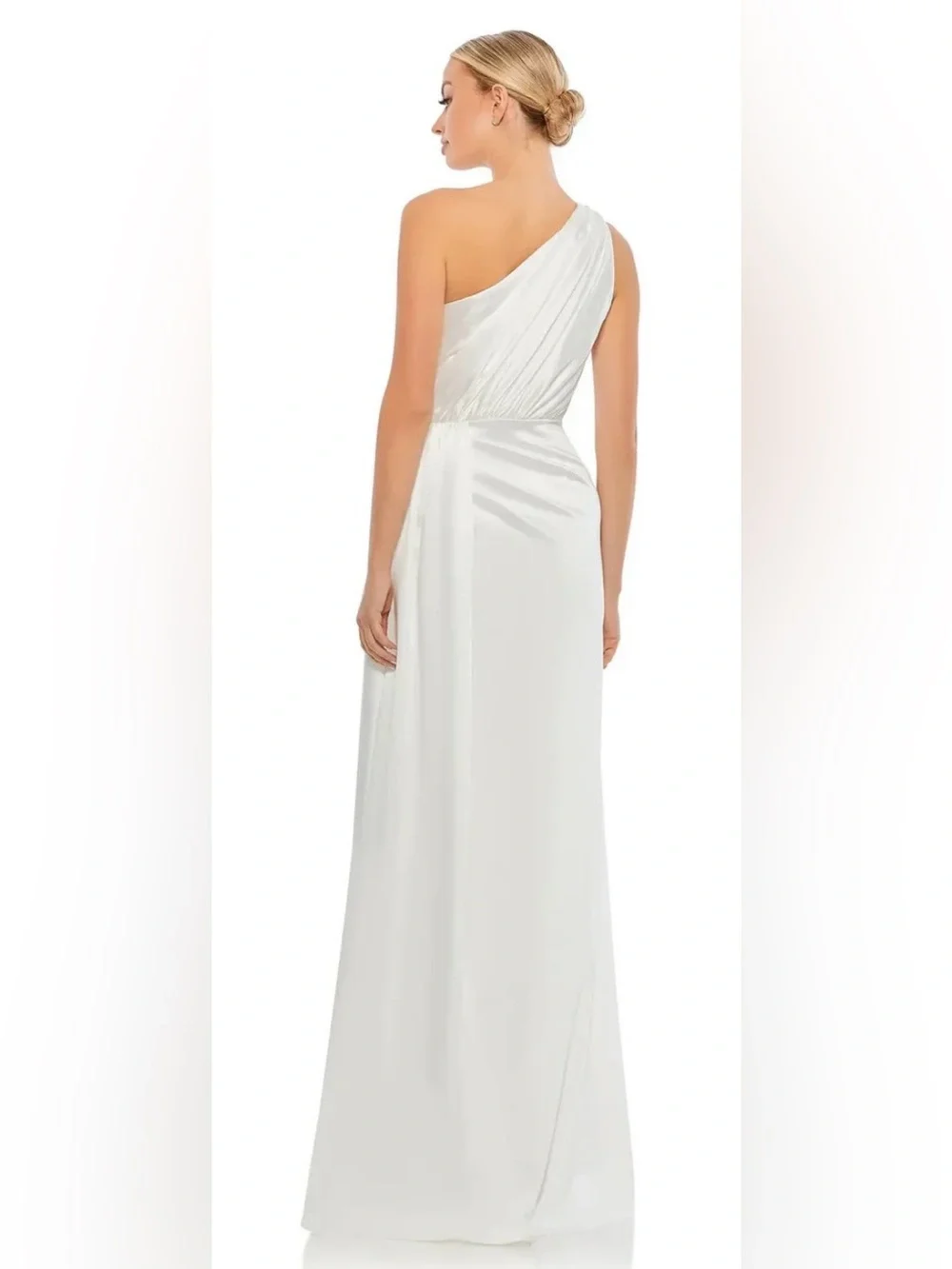 Mac Duggal 26654 White One Shoulder Satin Gown